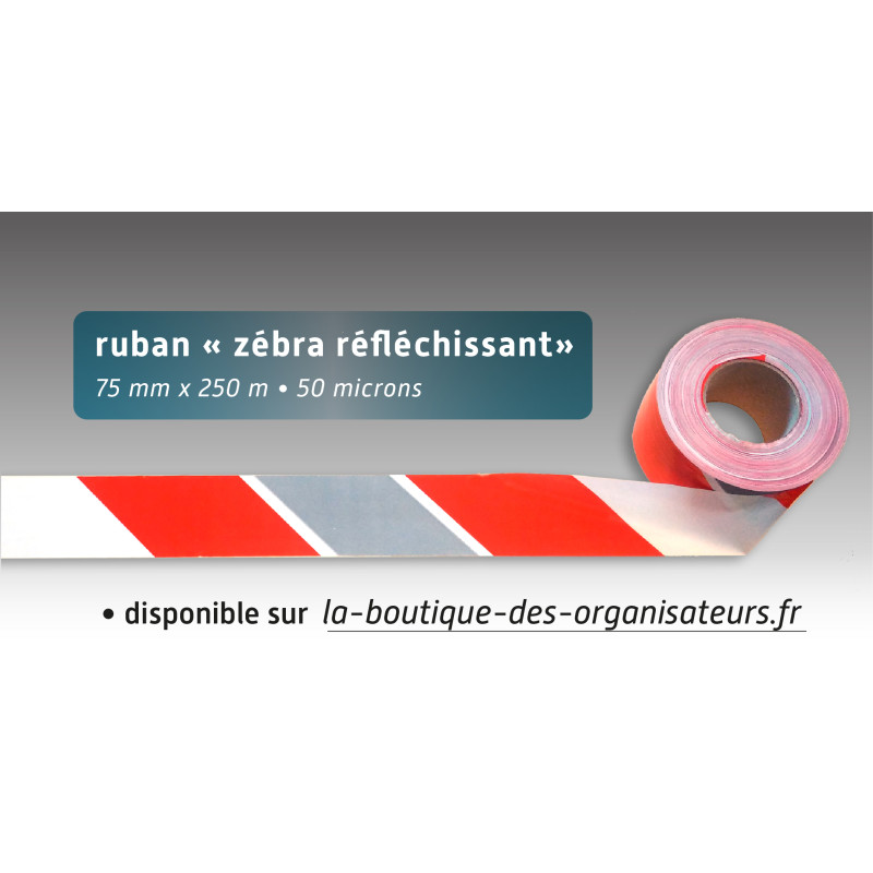 Rubalise signalisation bi color refléchissant 75mm*250m Rubalise signalisation bi color refléchissant 75mm*250m