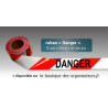 Rubalise rouge et blanche avec mention "danger"75mm*250m