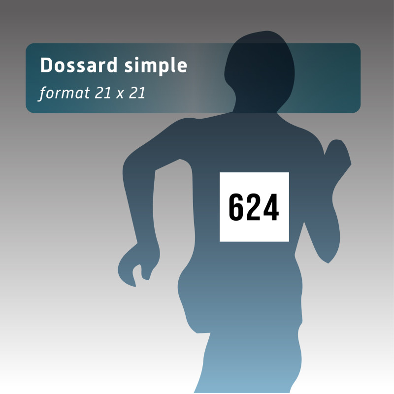 Dossard 21*21cm Tyvek personnalisé, indéchirable noir et blanc