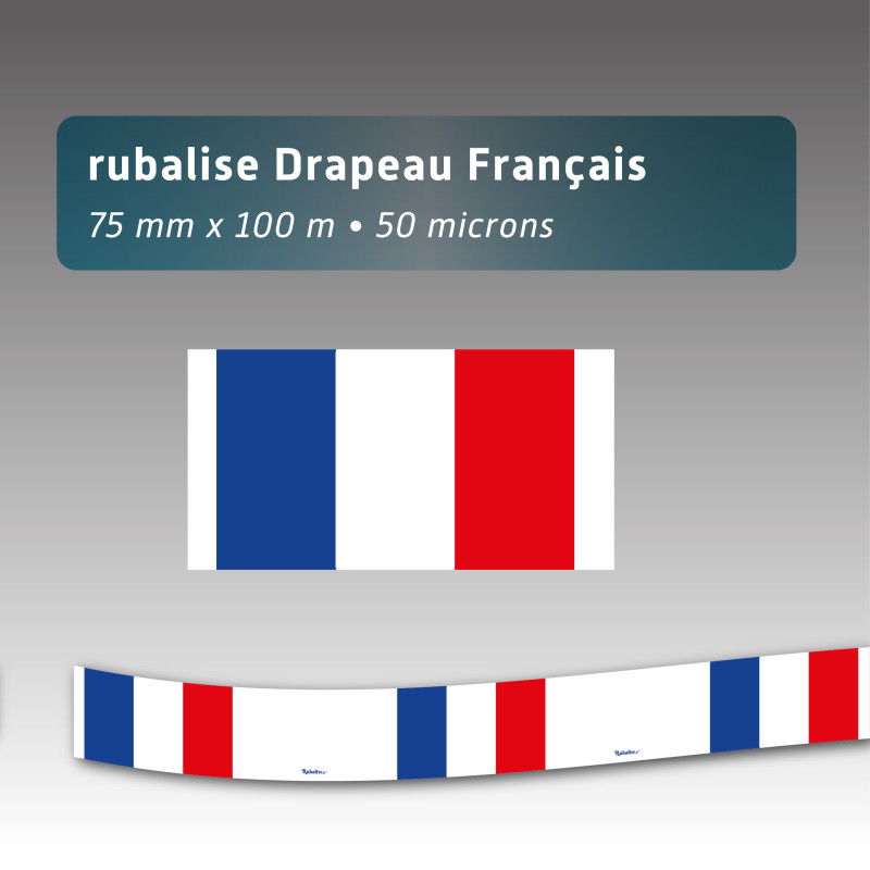 Rubalise plastique drapeau Français 75mm*100m Rubalise plastique drapeau Français 75mm*100m