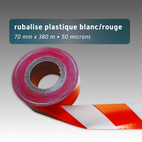 Rubalise de chantier rouge et blanc - Longueur 5 m