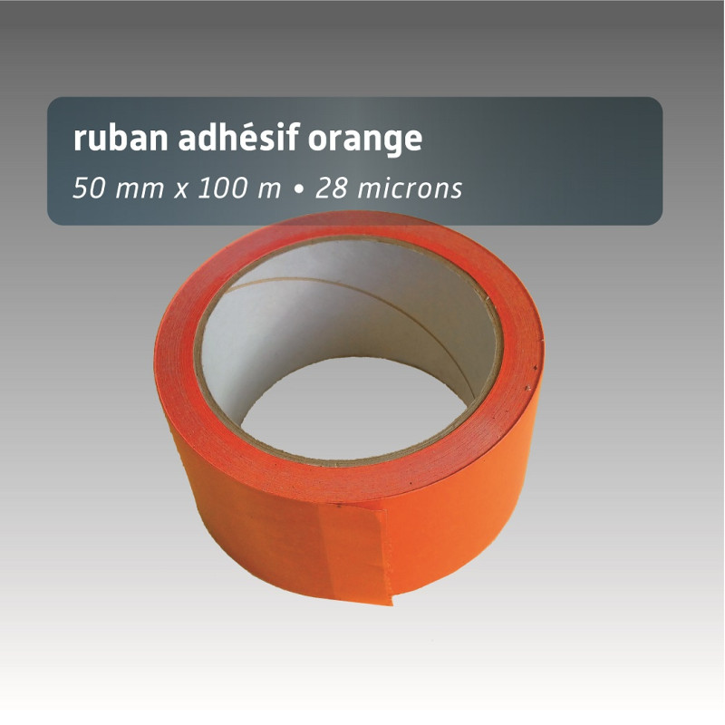 Ruban adhésif plastique 50mm*66m - couleur unie - orange Ruban adhésif plastique 50mm*66m - couleur unie - orange