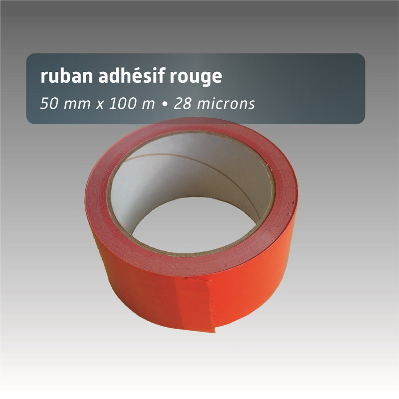 Ruban adhésif plastique 50mm*66m - couleur unie - rouge Ruban adhésif plastique 50mm*66m - couleur unie - rouge