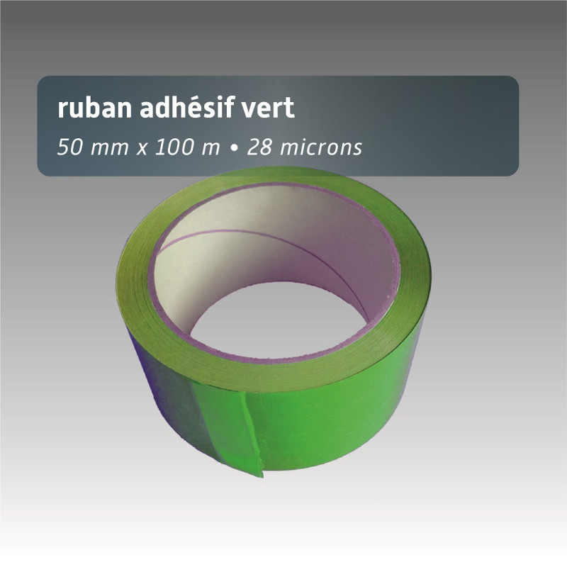 Ruban adhésif plastique 50mm*66m - couleur unie - vert Ruban adhésif plastique 50mm*66m - couleur unie - vert