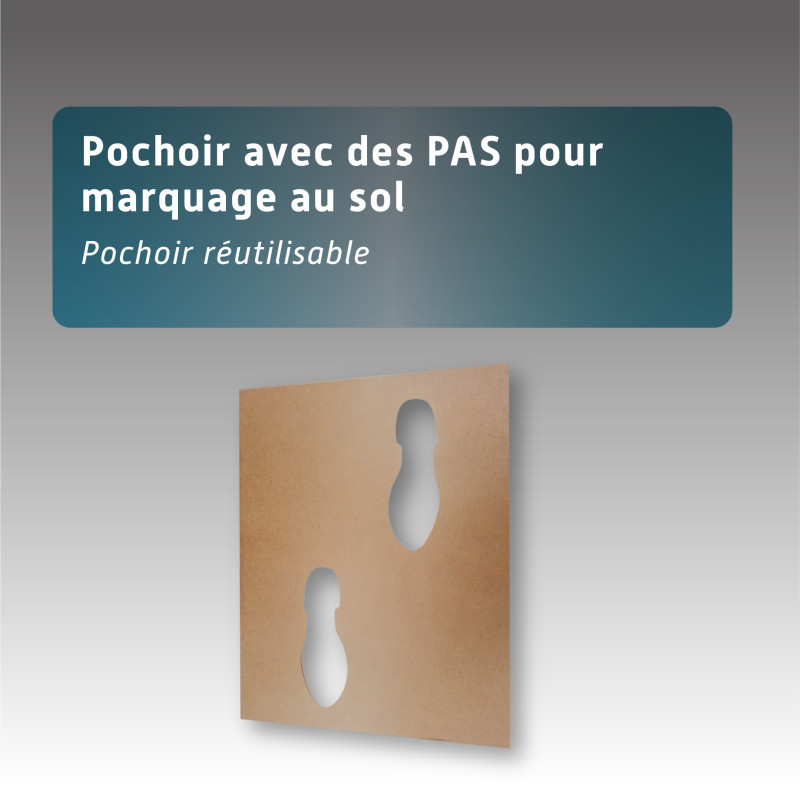 Pochoir avec des PAS pour marquage au sol Pochoir avec des PAS pour marquage au sol