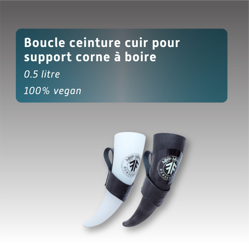 Boucle ceinture cuir pour support corne à boire