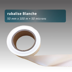 Rubalise plastique unie blanche 50mm*100m