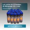 Lot 12 Bombes Marquage au sol éphémère 15 jours - craie - 3 couleurs - couleur unique