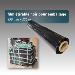 Trois Rouleaux D'emballage De Film Étirable Noir Et Transparent