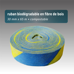 Ruban biodégradable fibre de bois bicolore 3 cm x 65 m - Rubalise.fr