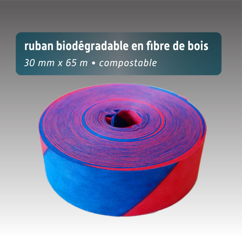 Ruban biodégradable fibre de bois 3cm*65m - 6 couleurs bi-color Ruban biodégradable fibre de bois 3cm*65m - 6 couleurs bi-color