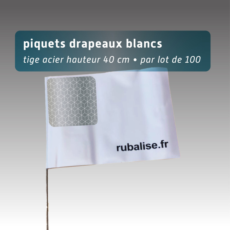 drapeau de signalisation avec pastilles nuit 40cm - lot 100 drapeau de signalisation avec pastilles nuit 40cm - lot 100