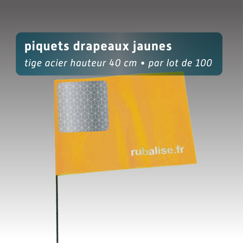 drapeau de signalisation avec pastilles nuit 40cm - lot 100 drapeau de signalisation avec pastilles nuit 40cm - lot 100