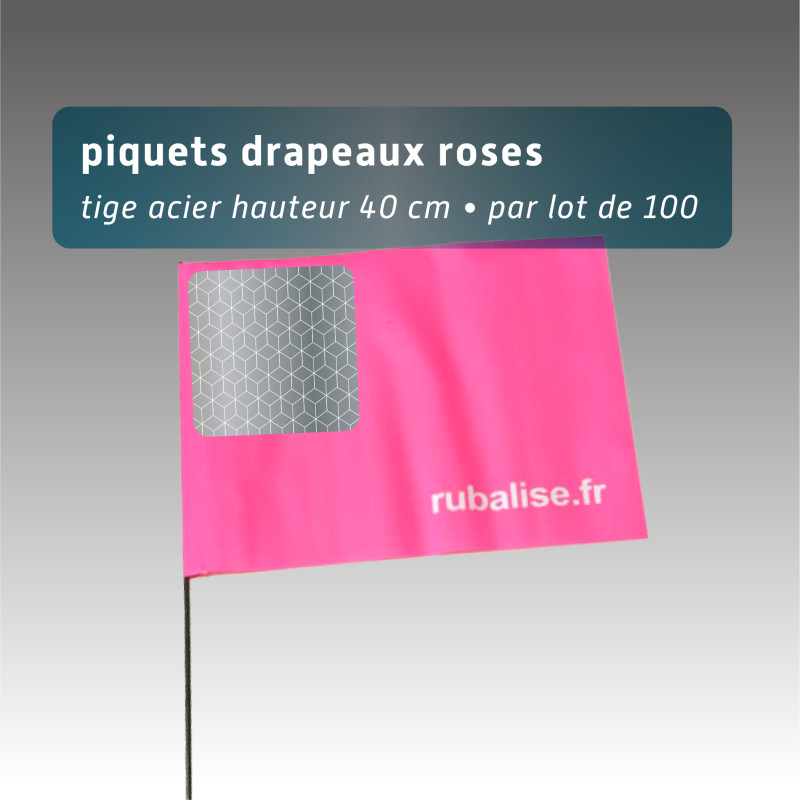 drapeau de signalisation avec pastilles nuit 40cm - lot 100 drapeau de signalisation avec pastilles nuit 40cm - lot 100