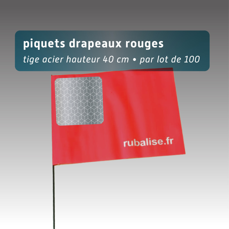 drapeau de signalisation avec pastilles nuit 40cm - lot 100 drapeau de signalisation avec pastilles nuit 40cm - lot 100