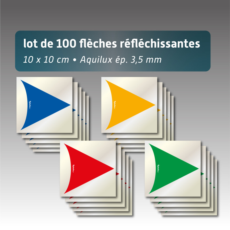 Lot 100 Flèches aquilux réfléchissantes 10*10cm Lot 100 Flèches aquilux réfléchissantes 10*10cm