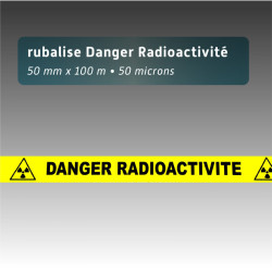 Rubalise plastique "danger radioactivité" 50mm*100m
