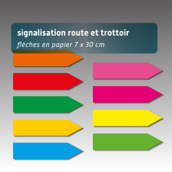 LOT DE 50 - SIGNALISATION ROUTE et TROTTOIR en papier - 9 couleurs différentes - 7*30cm
