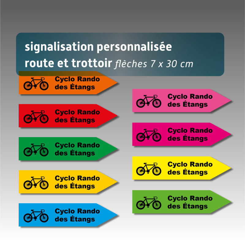 LOT DE 100 – SIGNALISATION ROUTE et TROTTOIR en papier PERSONNALISE - 9 couleurs différentes - 7*30cm