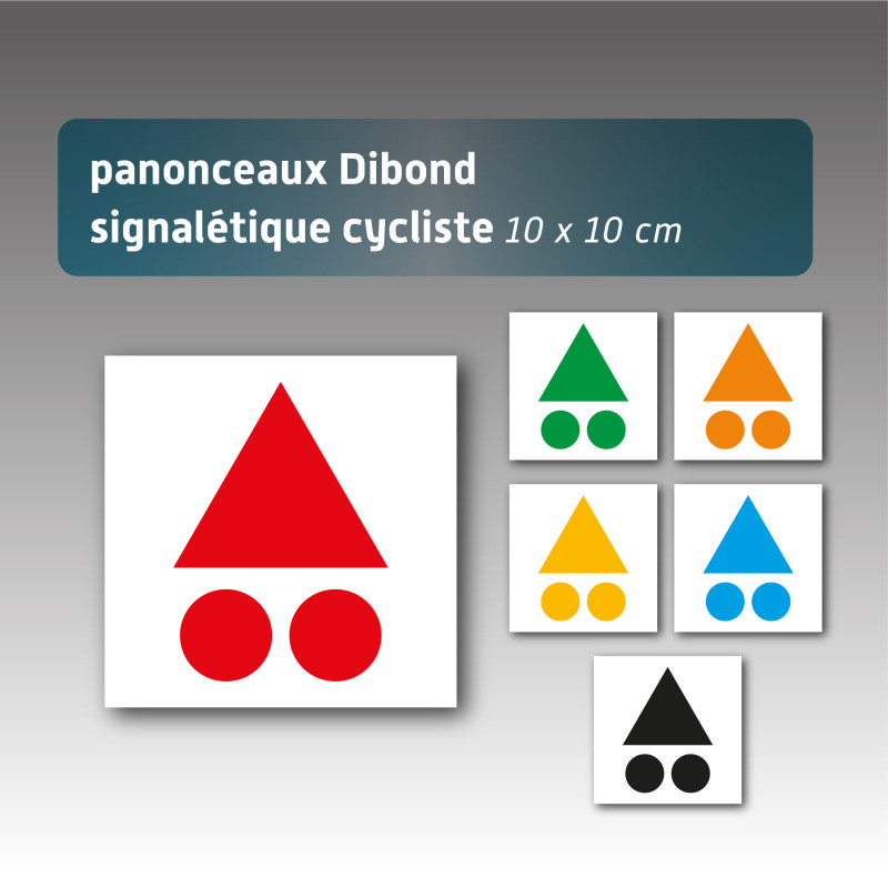 Panonceaux signalétique cycliste en dibond - 6 coloris disponibles Panonceaux signalétique cycliste en dibond - 6 coloris disponibles