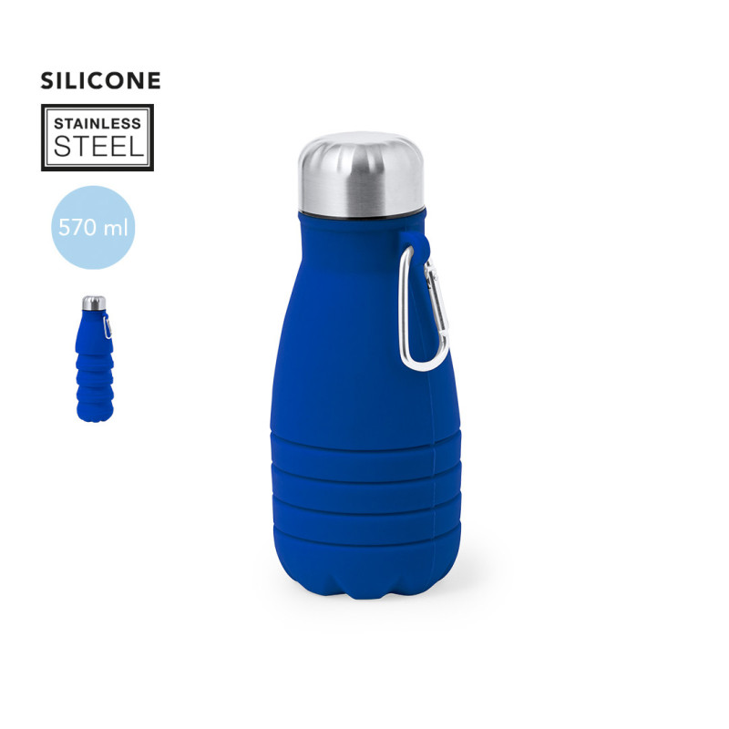 Gourde pliable 550 ml – Silicone et acier inox – Sans BPA
