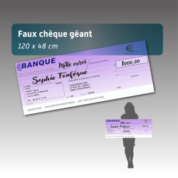 Faux chèque géant personnalisé 120x48 cm – Remise de prix, dons et événements