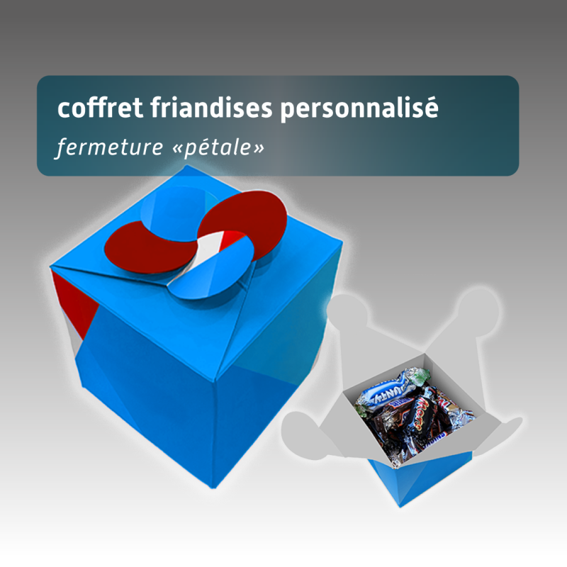 Ballotin chocolat personnalisé | Coffret carré fermeture pétale