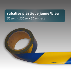 Rubalise plastique 50mm*100m bleue et jaune