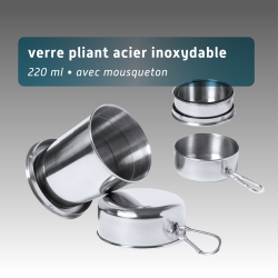 Verre pliable inox 220 ml avec mousqueton | Personnalisable