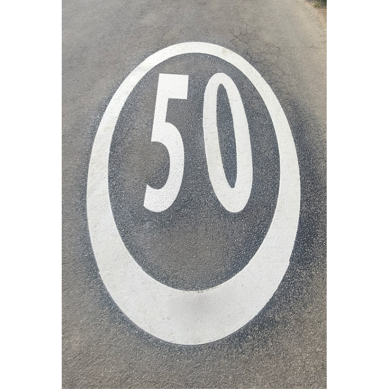 Pochoir marquage au sol routier - Zone 50