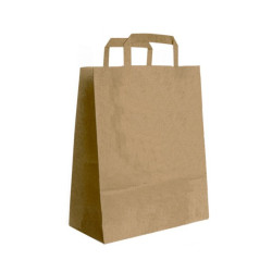 Sac papier kraft moyen 25x11x32 cm | Anses plates | Blanc ou Brun | Fabrication européenne