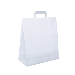 Sac papier kraft moyen 25x11x32 cm | Anses plates | Blanc ou Brun | Fabrication européenne
