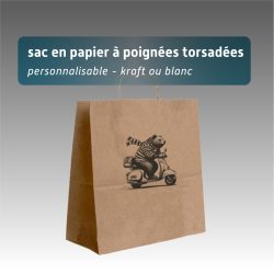 Sac en papier à poignée torsadée  – Kraft ou Blanc