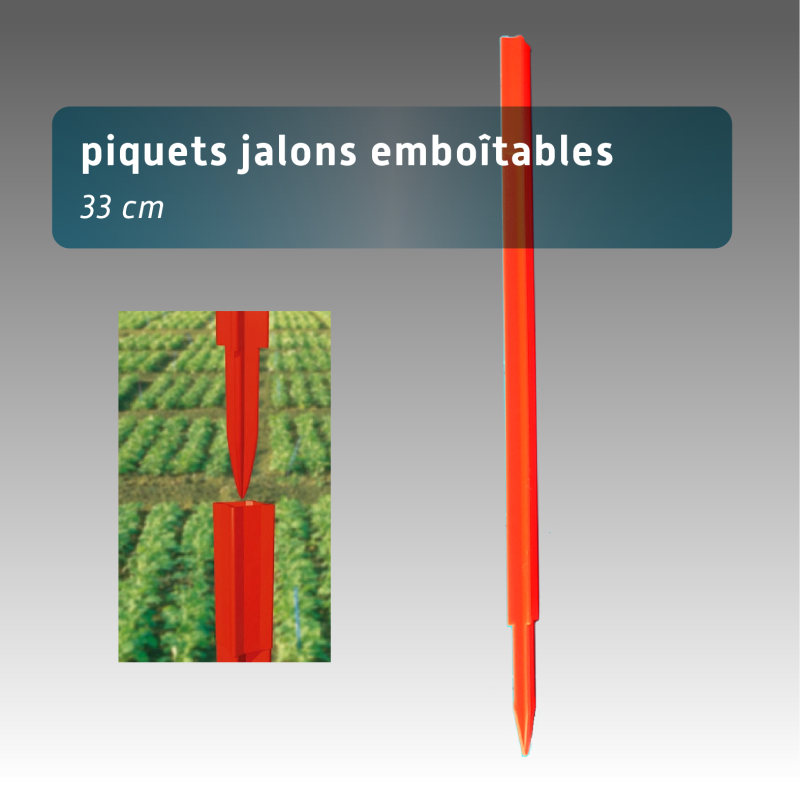 Lot 100 Piquets jalon emboitable 33cm - 3 couleurs