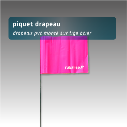 Piquet drapeau de signalisation 40 cm tige acier - lot de 100 - Rose