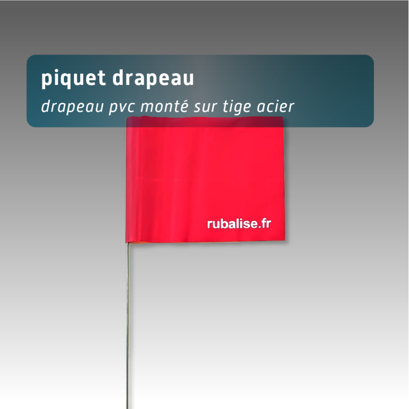 Piquet drapeau de signalisation 40 cm tige acier - lot de 100 - Rouge