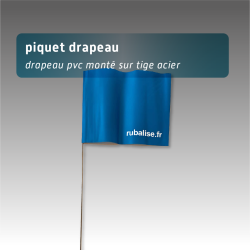 Piquet drapeau de signalisation 40 cm tige acier - lot de 100 - Bleu