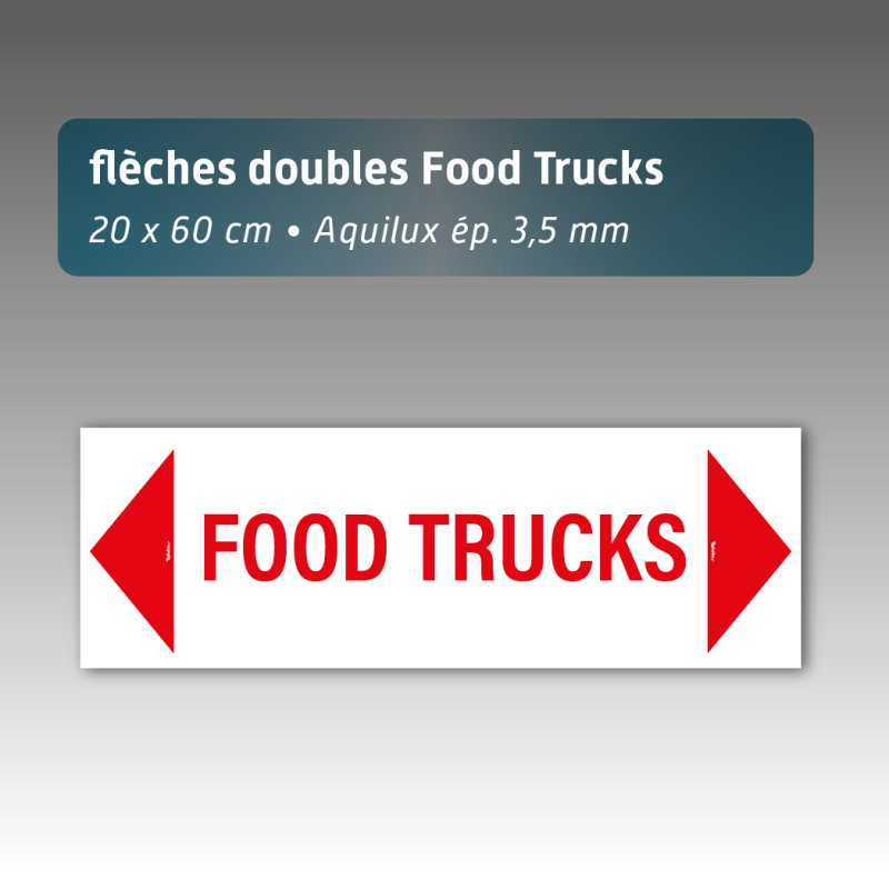 Flèche Aquilux double "Food Truck" 20 × 60 cm – épaisseur 3,5 mm