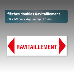 Flèche Aquilux Double « Ravitaillement » 20 x 60 cm – Signalisation Directionnelle Professionnelle
