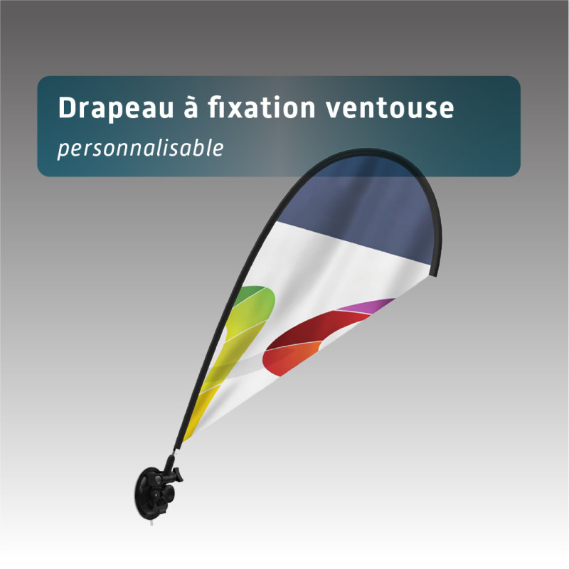 Drapeau Ventouse Personnalisable 24x59 cm – Oriflamme Polyester Impression Quadri | Rubalise.fr