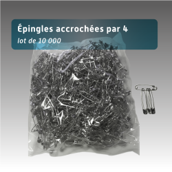 Lot 10 000 Épingles à nourrice métal 28 mm accrochées par 4 - Dossards course & événements sportifs