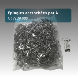20 000 Épingles à nourrice métal 28 mm – Accrochées par 4 pour dossards de course