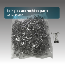50 000 Épingles à nourrice métal 28 mm accrochées par 4 | Dossards course & événement sportif