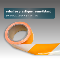 Rubalise de Chantier Plastique Jaune/Blanc 50 mm x 100 m | Balisage Sécurité