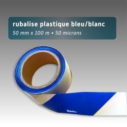 Rubalise plastique 50mm*100m bleue et blanche