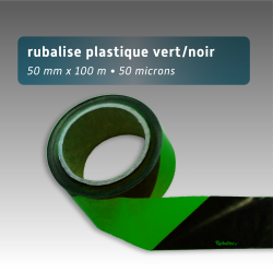 Rubalise plastique 50mm*100m noir et vert