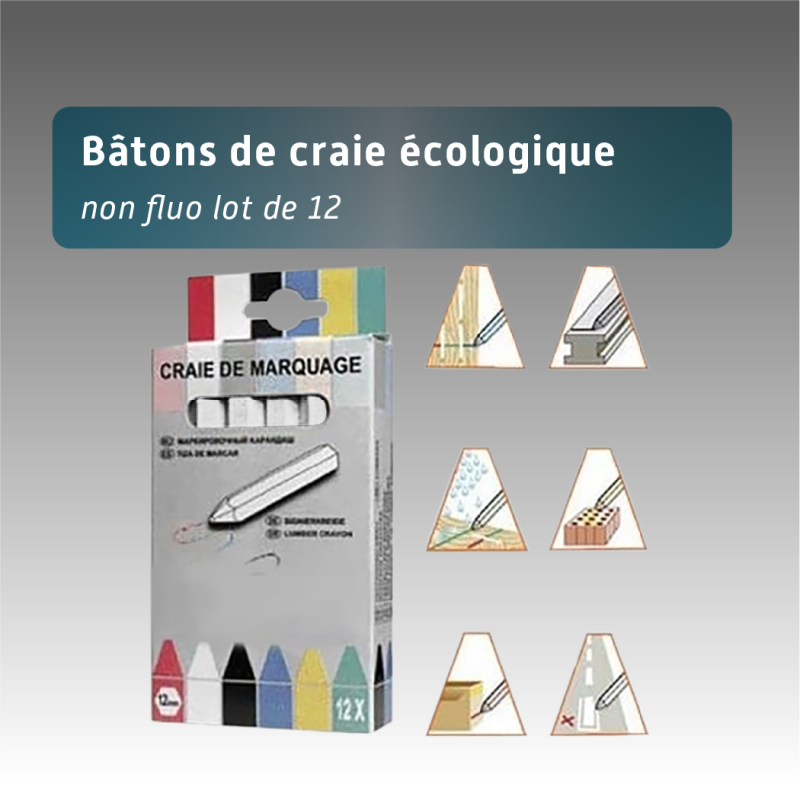 Lot de 12 Bâtons de Craie Écologique Non Fluo Biodégradable Temporaire