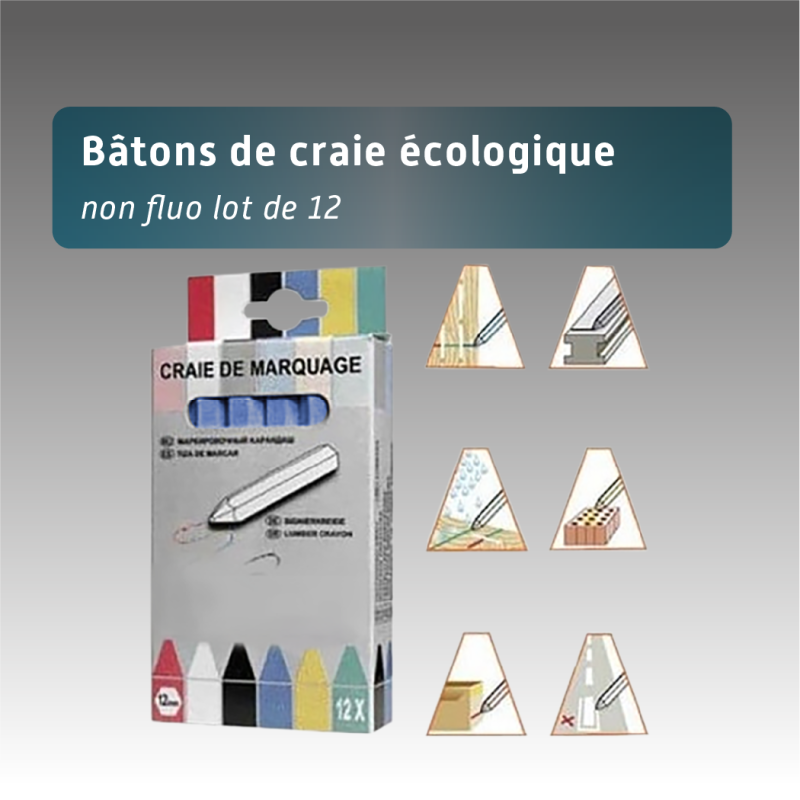 Lot de 12 Bâtons de Craie Écologique Non Fluo Biodégradable Temporaire