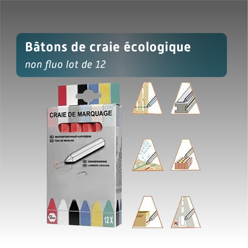 Lot de 12 Bâtons de Craie Écologique Non Fluo Biodégradable Temporaire