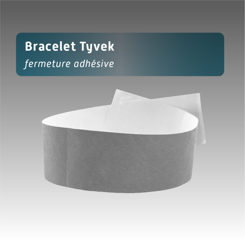 Bracelet Tyvex fermeture adhésive - 11 couleurs disponibles - personnalisable